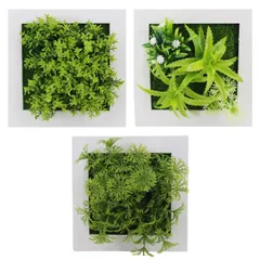 SALUDABLE 観葉植物 フェイクグリーン インテリア 多肉 造花 ウォール 壁掛け 3点セット (Bセット)　美品　おすすめ 19bed4c7