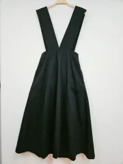 1+1 ブラック コットン サスペンダー スカート ロング丈 F