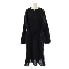 スタンプアンドダイアリー STAMP AND DIARY リネン ワンピース ミモレ ロング 長袖 紺 ネイビー /AT ■OS