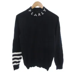 パーリーゲイツ PEARLY GATES ニット セーター 5 紺 ネイビー ロゴ入りハイネック 長袖 ストライプ柄 053-31740001 /HW ■GY61のサムネイル