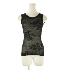 ドルチェ&ガッバーナ ドルガバ DOLCE&GABBANA ナイロンニットカットソー 38 黒 ブラック レース柄 ノースリーブ ラウンドネック /CK49 ■ECC002のサムネイル