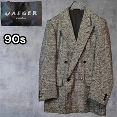 90s UK Vintage JAEGER Chanel Tweed Style Double Breasted Jacket Black & White XL相当 英国王室御用達 イエーガー シャイネルツイード風 ダブルブレスト ジャケット  XL相当のサムネイル