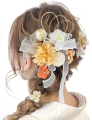 【在庫処分】ウエディング 謝恩会 七五三 卒業式 かわいい 結婚式 成人式 花火大会 リボン 祭り 花飾り ゴールド 浴衣 着物 T2002 和装 髪飾り