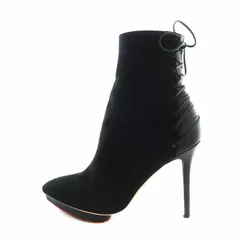 シャーロットオリンピア CHARLOTTE OLYMPIA ショートブーツ ハイヒール ポインテッドトゥ スエード 編み上げ 37.5 24.5cm 黒 ブラック ■GY19 /MQのサムネイル