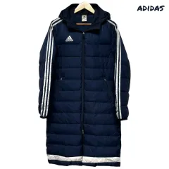 3739 adidas アディダス ネイビー ダウン ダウンジャケット ロング丈