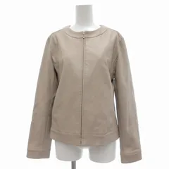 ナチュラルビューティーベーシック NATURAL BEAUTY BASIC フェイクレザージャケット L シングル ジップアップ ベージュ /AE ■GY58