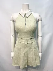 2496 ROBE de  FLEURS ローブドフルール　キャバクラ　ドレス　セットアップ　ツイード　ラメ　ホルターネック　ストーン　タイト　ミニ　プリーツ　キャバドレス　S