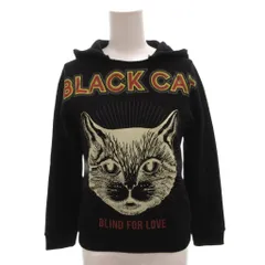 グッチ GUCCI タグ付き black cat パーカー フーディ ロゴ プリント 長袖 8 黒 ブラック /FF ■GY62のサムネイル
