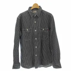 エドウィン EDWIN ワークシャツ M ネイビー ストライプ柄 長袖 胸ポケット付き /LP ■GY60