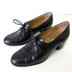 タニノクリスチー TANINO CRISCI イタリア製 パンプス レースアップパンプス 本革 レザー チャンキーヒール 36 B 黒 ブラック 23.0cm くつ 靴 シューズのサムネイル