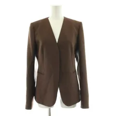 セオリー Theory CLASSIC CREPE LINDRAYIA ノーカラージャケット トッパー 2 茶 ブラウン 01-0304104 /KU ■ECD001