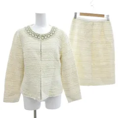 レリアン Leilian 美品 セットアップ ジャケット スカート 11 ツイード ビジュー タイト アイボリー /AE