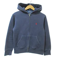 ポロ ラルフローレン POLO RALPH LAUREN キッズ パーカー ジップアップ ジャケット ロゴ刺繍 S 紺 ネイビー 0224