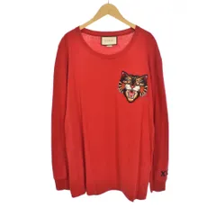 グッチ GUCCI アングリーキャット Tシャツ 長袖 ロンT 刺繡 XL 赤 レッド 476330 ☆AA★のサムネイル
