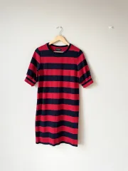 1回着用) ローレン ラルフローレン レッド ネイビー ストライプ ONE PIECE M 55