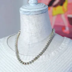 メキシカンシルバー 925 ボールネックレス パール調 8mm玉 48cm ga-1267