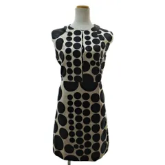 ジルスチュアート JILL STUART 美品 ワンピース 膝丈 ノースリーブ シルク混 ドット柄 水玉 2 白 黒 ホワイト ブラック 1217 ■YHS9