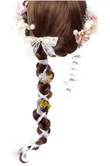 [ネコート] 髪飾り 成人式 卒業式 15点セット 11点セット 着物 和装 金箔 リボン 結婚式 入学式 七五三 振袖 浴衣 A ピンク [ピンク]