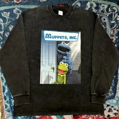 モンスターズインク バイト リプリント ウォッシュ加工 ロンT 長袖 黒 N31