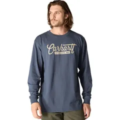カーハート メンズ トップス Tシャツ グラフィック Carhartt Loose Heavyweight LS Script Graphic TShirt Mens Bluestone