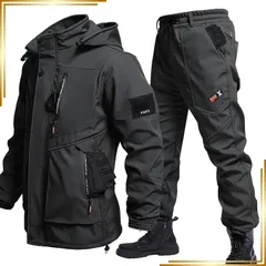 【新品】 [ｉｎｏｔｅｎｋａ] アウトドアジャケット 上下セット メンズ マウンテンパーカー 撥水 防風 ウインドブレーカー トレッキングパンツ 登山ジャケット フード付 取り外し可能 多ポケット 釣り バイク 作業着 春秋服 (M ブラック) 0