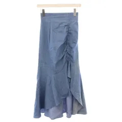 スナイデル SNIDEL 23SS シャーリングスリットマーメイドスカート マキシ ロング フリル ワンカラー アシンメトリー 0 青 ブルー SWFS231204 /BB