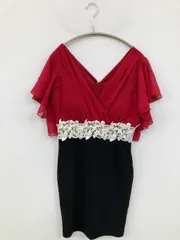 dazzy ドレス M レッド 無地 レース ビジュー 半袖 ショート・ミニ丈 タイト