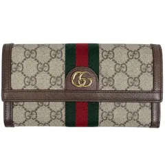 グッチ GUCCI GG柄 二つ折り 長財布 シェリーライン ウェブ 長財布 GGキャンバス ベージュ ブラウン 523153 レディース 【中古】