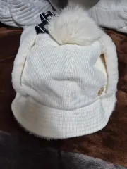 アイボリー コーデュロイ バケットハット ニット帽