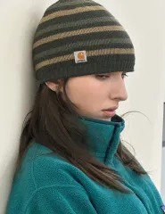 カーハート ビーニー 帽子 ウール ストライプ