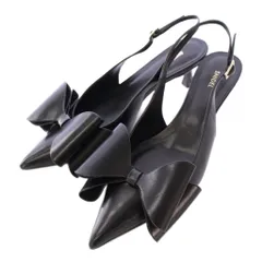 スナイデル SNIDEL ダブルリボンパンプス ストラップ ポインテッドトゥ ローヒール 装飾 レザー ワンカラー 23.5cm 黒 ブラック /BB