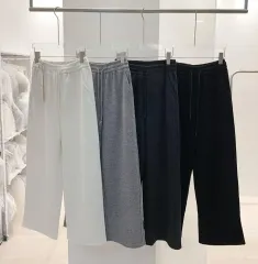 (当日配送) 2546 両面起毛 ワイド ウィンターパンツ - チャコール アイボリー