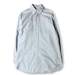 ブルックス・ブラザーズ スカイブルー チェック パータン ワンポケット 長袖 シャツ M