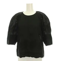 イエナ IENA chere エンブロイダリーブラウス カットソー 七分袖 黒 22051900240010 /YM