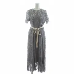 マーキュリーデュオ MERCURYDUO スカラコードレースベルト付フレアドレス ワンピース ロング マキシ 半袖 総レース ベルト インナーキャミワンピ付き M 青 ブルー 002110301701 /KU