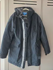 アディダス ロング丈ダウンジャケット ブラック ダウンジャケット オーバーサイズ ダウン