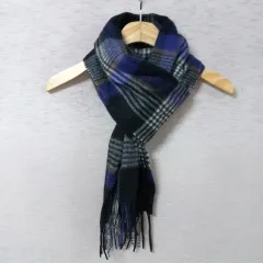 B1-7/ELLE オム チェック柄 カシミア 100%マフラー