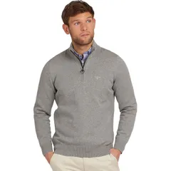 バブアー メンズ アウター ニット・セーター セーター コットン Barbour Cotton 12Zip Sweater Mens Grey Marl グレーのサムネイル