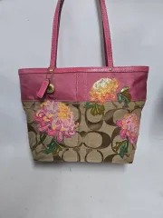 COACH シグネチャー フラワー ピンク トートバッグ