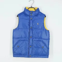 POLO RALPH LAUREN (ポロラルフローレン) キッズ ダックダウン リバーシブルダウンベスト ブルー M (10-12) (HU42064)