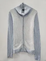 KUMIKYOKU 森ガール バイカラー ゴージストライプ ニットジップアップ 3