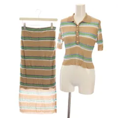 スナイデル SNIDEL セットアップ 上下 シアーニットポロシャツ 半袖 シアーニットスカート ロング ボーダー F ベージュ SWNS244221 /YM