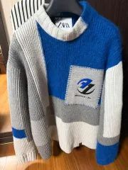 S-M) ADER ERROR X ZARA パッチワーク オーバーサイズ ニット セーター マルチカラー