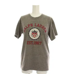 ポロ バイ ラルフローレン Polo by Ralph Lauren Tシャツ カットソー XS グレー ブラウン ロゴプリント 半袖 ラウンドネック /YM