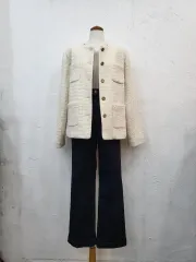 新品 アイボリー ツイード オーバーサイズ ジャケットF