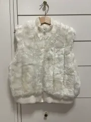 アイボリーファーニットベスト キッズファーベスト