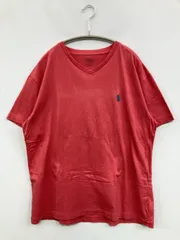 Polo Ralph Lauren ポロラルフローレン Tシャツ/カットソー M レッド 無地 ワンポイント ブランドロゴ 半袖 ミドル丈 Vネック