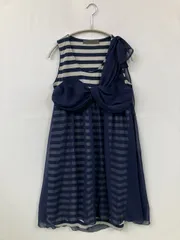 E hyphen world gallery イーハイフンワールドギャラリー チュニック ネイビー ボーダー柄 リボン 袖なし ひざ丈