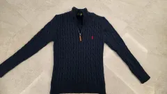 ポロ ラルフローレン ネイビー ケーブル編み ジップアップニット 2XL