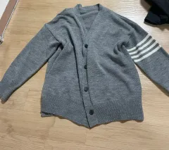 グレー 회색 3本線 カーディガン